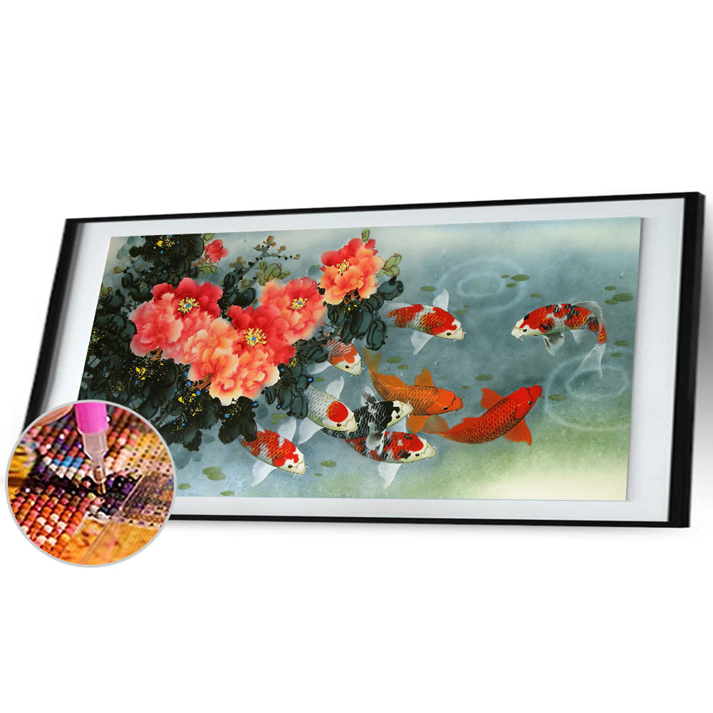 Fish Flower - Full Round Drill Diamond Painting 80*35CM