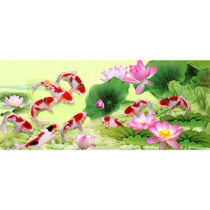 Fish Flower - Full Round Drill Diamond Painting 80*35CM