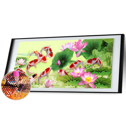 Fish Flower - Full Round Drill Diamond Painting 80*35CM