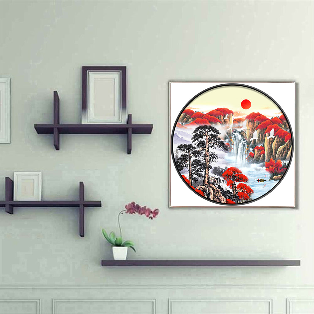 Fish Lotus - Full Round Drill Diamond Painting 30*30CM