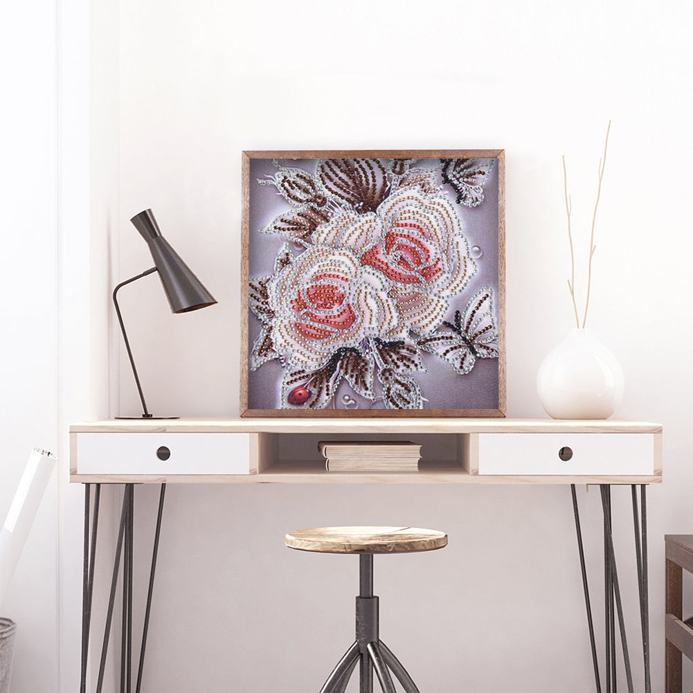 Rose Flower - Special Shaped Drill Diamond Painting 30*30CM