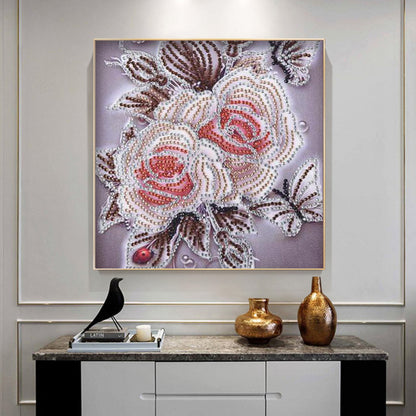 Rose Flower - Special Shaped Drill Diamond Painting 30*30CM