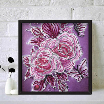 Rose Flower - Special Shaped Drill Diamond Painting 30*30CM