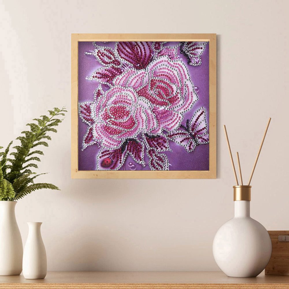 Rose Flower - Special Shaped Drill Diamond Painting 30*30CM