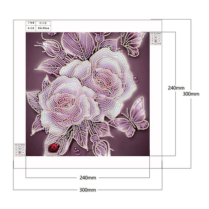 Rose Flower - Special Shaped Drill Diamond Painting 30*30CM