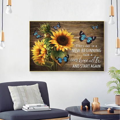 Sunflower Butterfly - Full Square Drill Diamond Painting 40*50CM