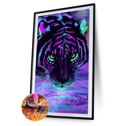 Purple Tiger - Full Round Drill Diamond Painting 45*80CM