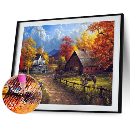 Rural House - Full Round Drill Diamond Painting 40*30CM