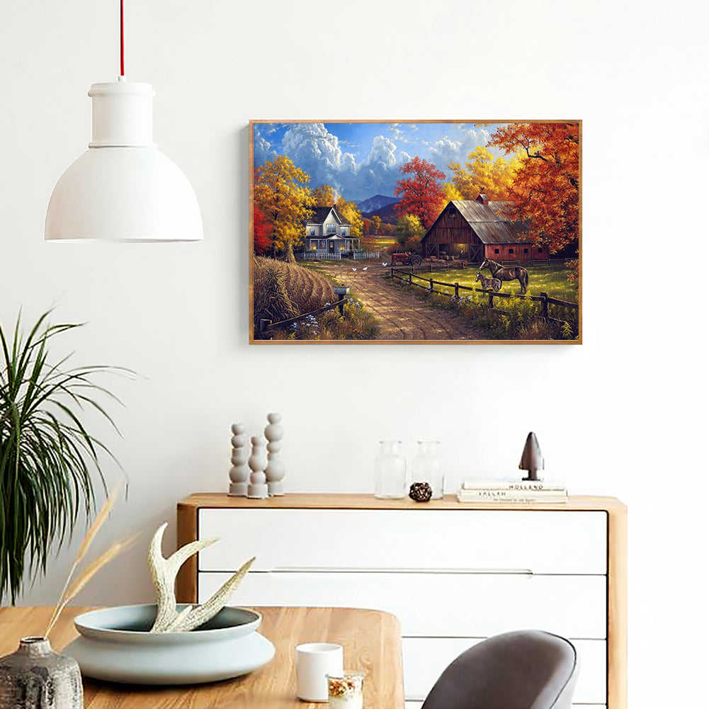 Rural House - Full Round Drill Diamond Painting 40*30CM