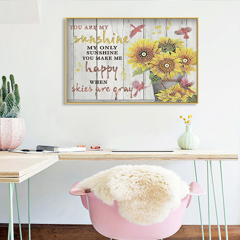 Letter Flower - Special Shaped Drill Diamond Painting 40*30CM