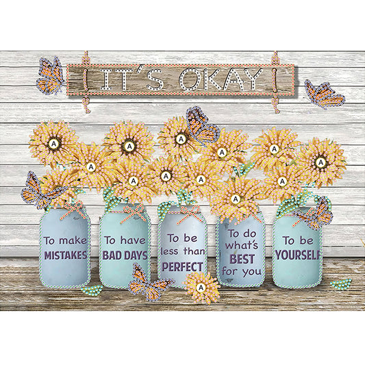 Letter Flower - Special Shaped Drill Diamond Painting 40*30CM