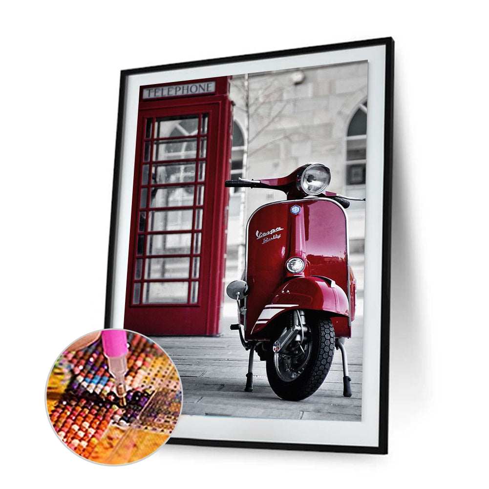 Red Motorcycle - Full Round Drill Diamond Painting 30*40CM