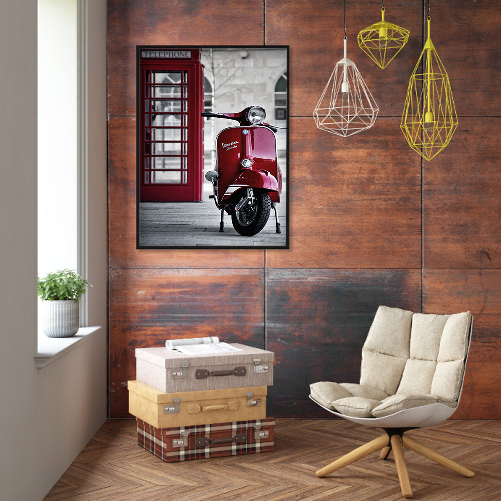 Red Motorcycle - Full Round Drill Diamond Painting 30*40CM