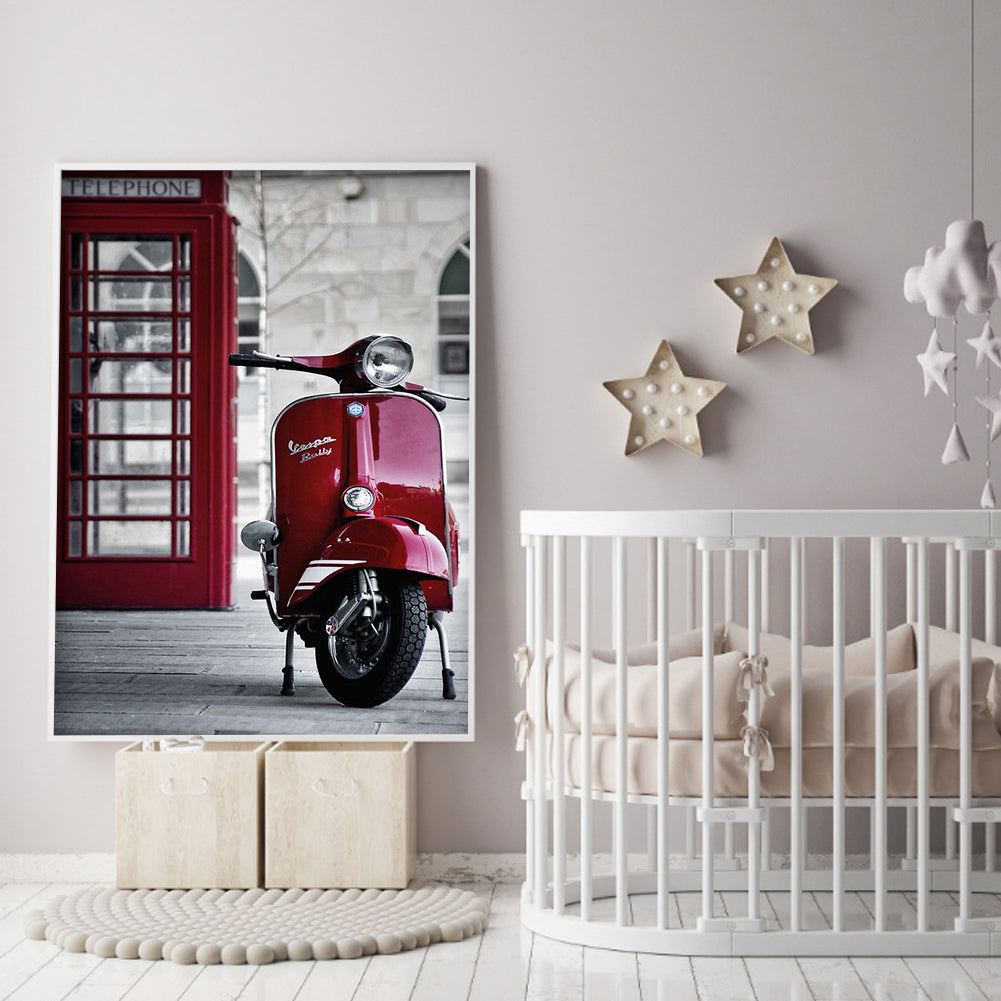 Red Motorcycle - Full Round Drill Diamond Painting 30*40CM