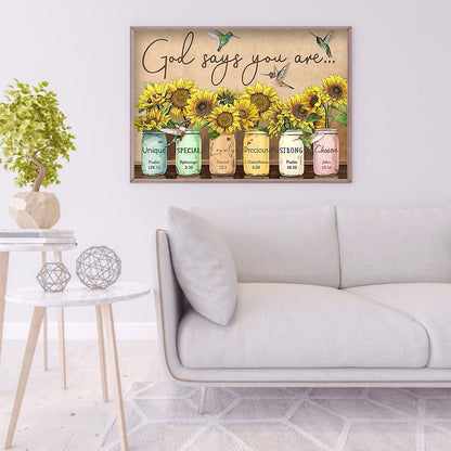 Sunflower Bottle - Full Round Drill Diamond Painting 60*40CM