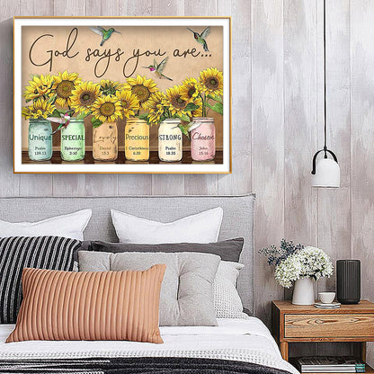 Sunflower Bottle - Full Round Drill Diamond Painting 60*40CM