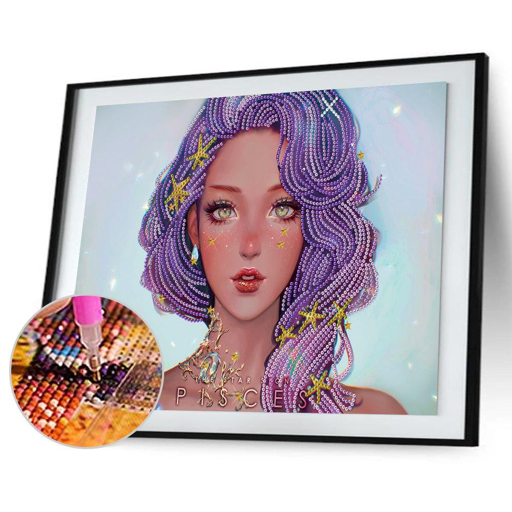 Purple Girl - Special Shaped Drill Diamond Painting 40*30CM