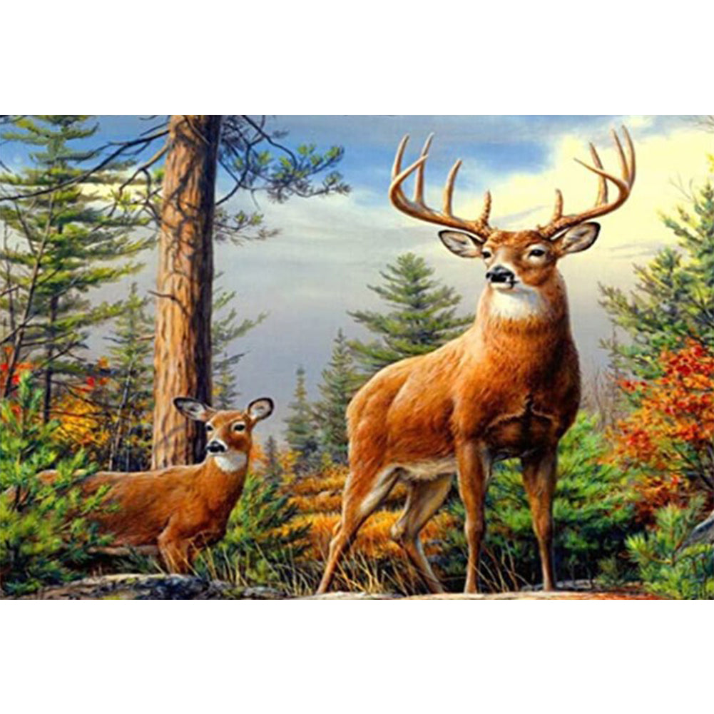 Deer - Full Round Drill Diamond Painting 40*30CM