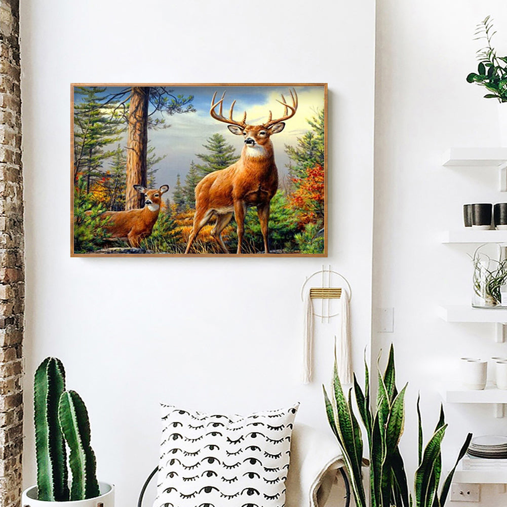 Deer - Full Round Drill Diamond Painting 40*30CM