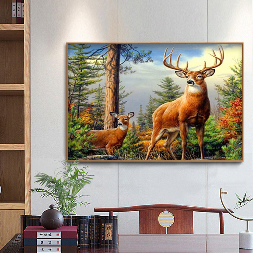 Deer - Full Round Drill Diamond Painting 40*30CM