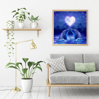 Heart-shaped Dolphin - Full Round Drill Diamond Painting 30*30CM