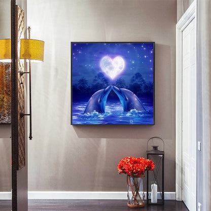 Heart-shaped Dolphin - Full Round Drill Diamond Painting 30*30CM