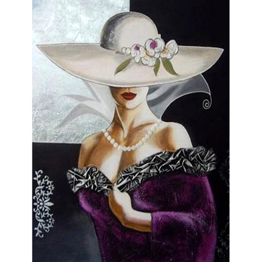 Lady Hat - Full Round Drill Diamond Painting 30*40CM