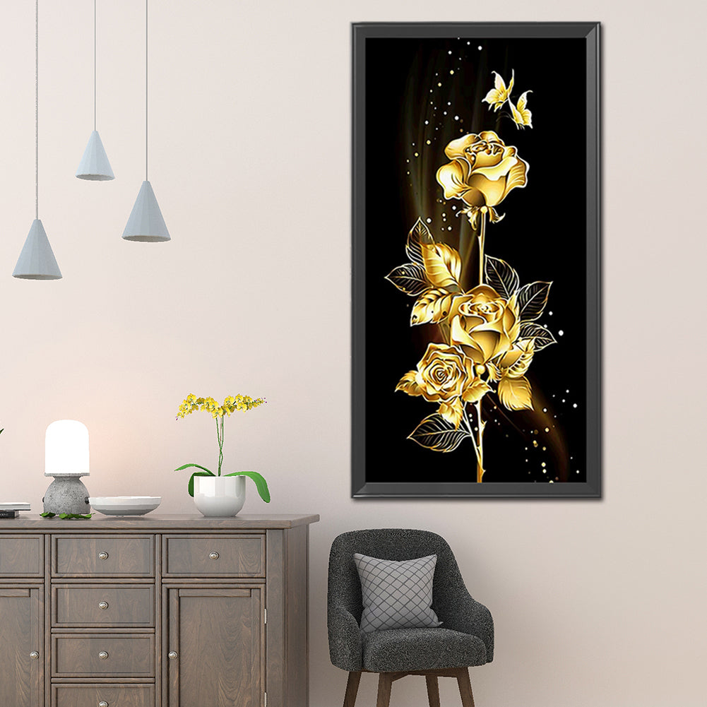 Golden Rose - Full Square Drill Diamond Painting 45*85CM