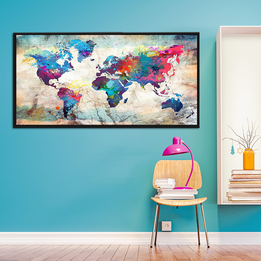 World Map - Full Square Drill Diamond Painting 80*40CM