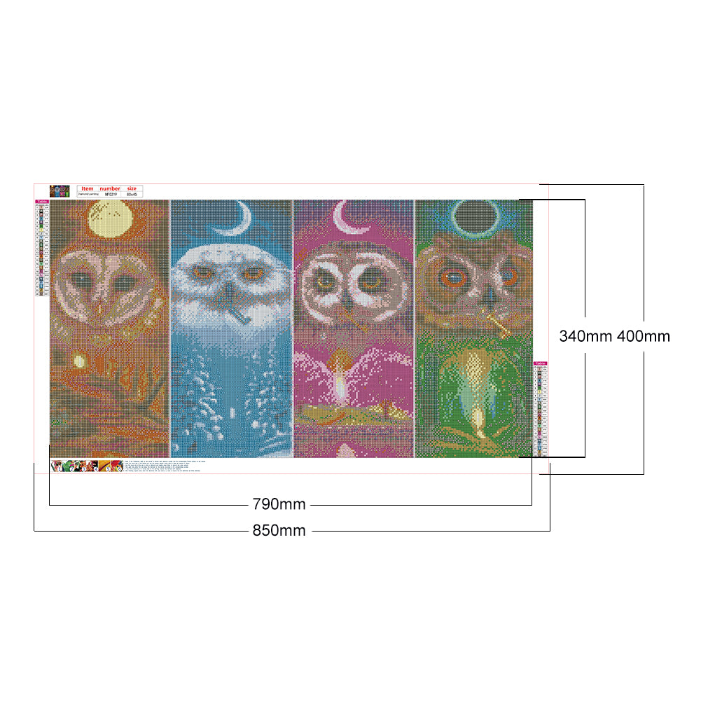 Color Owl - Full Square Drill Diamond Painting 80*45CM