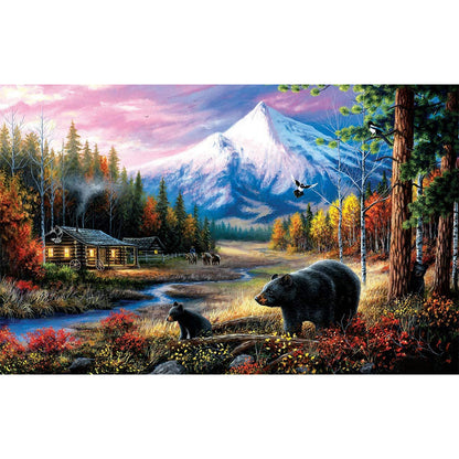 Black Bear - Full Round Drill Diamond Painting 60*40CM