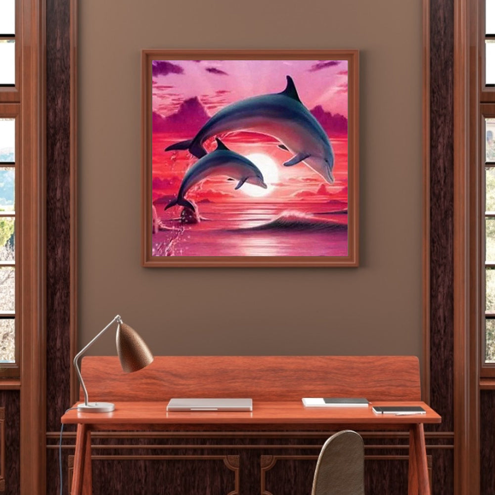 Dolphins - Full Square Drill Diamond Painting 40*40CM