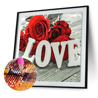 Red Rose - Full Round Drill Diamond Painting 30*30CM