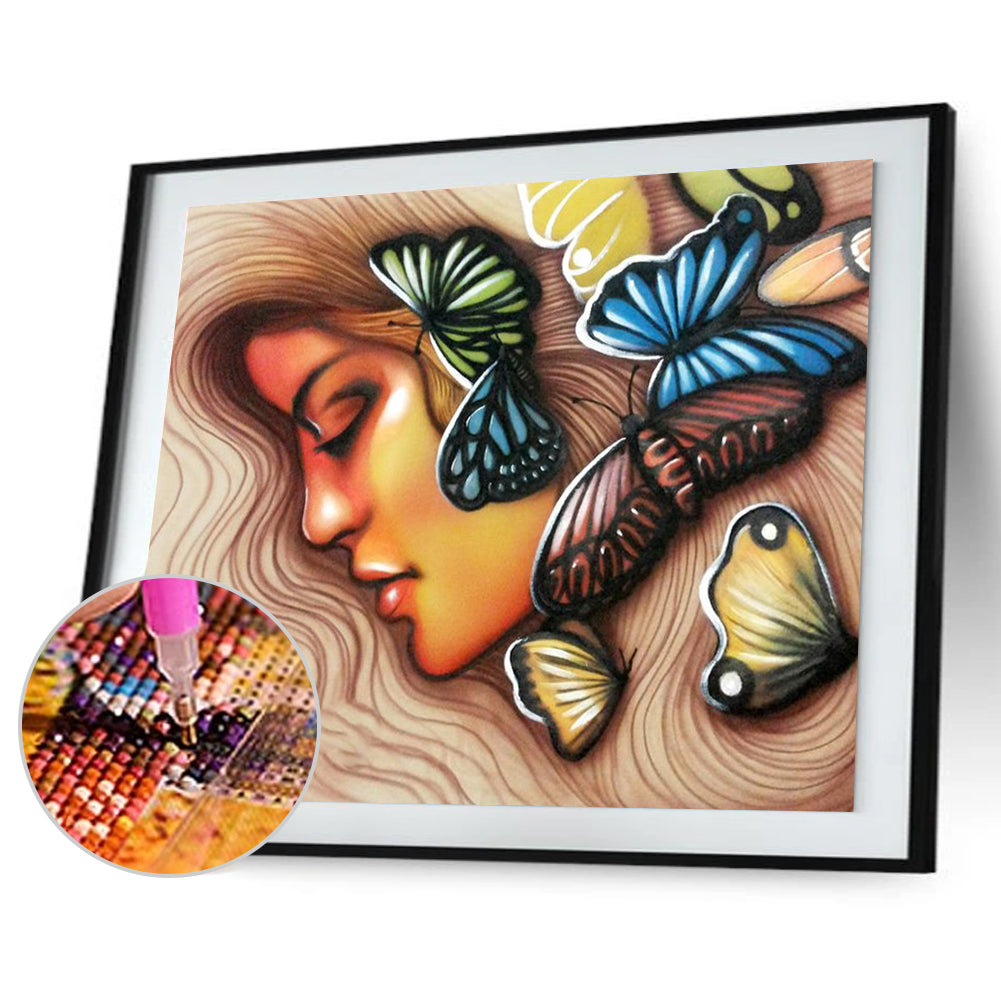 Butterfly Girl - Full Round Drill Diamond Painting 40*30CM