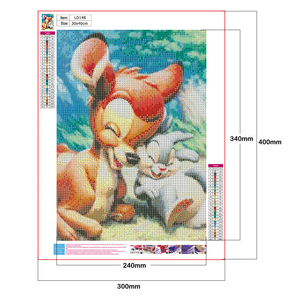 Squirrel Rabbit - Full Round Drill Diamond Painting 30*40CM