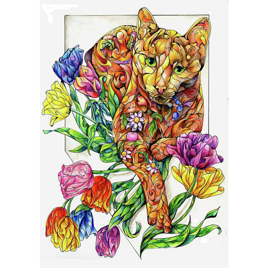 Cat - Full Round Drill Diamond Painting 30*40CM