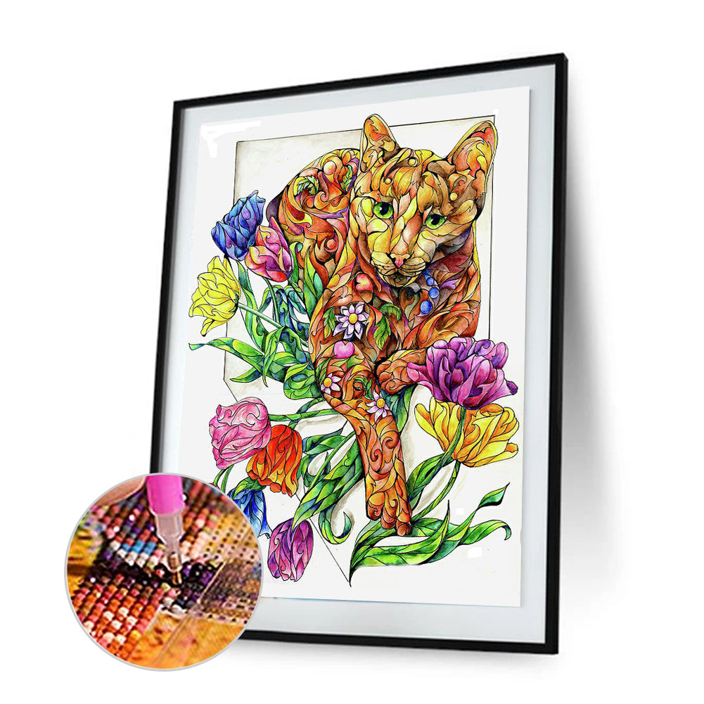 Cat - Full Round Drill Diamond Painting 30*40CM