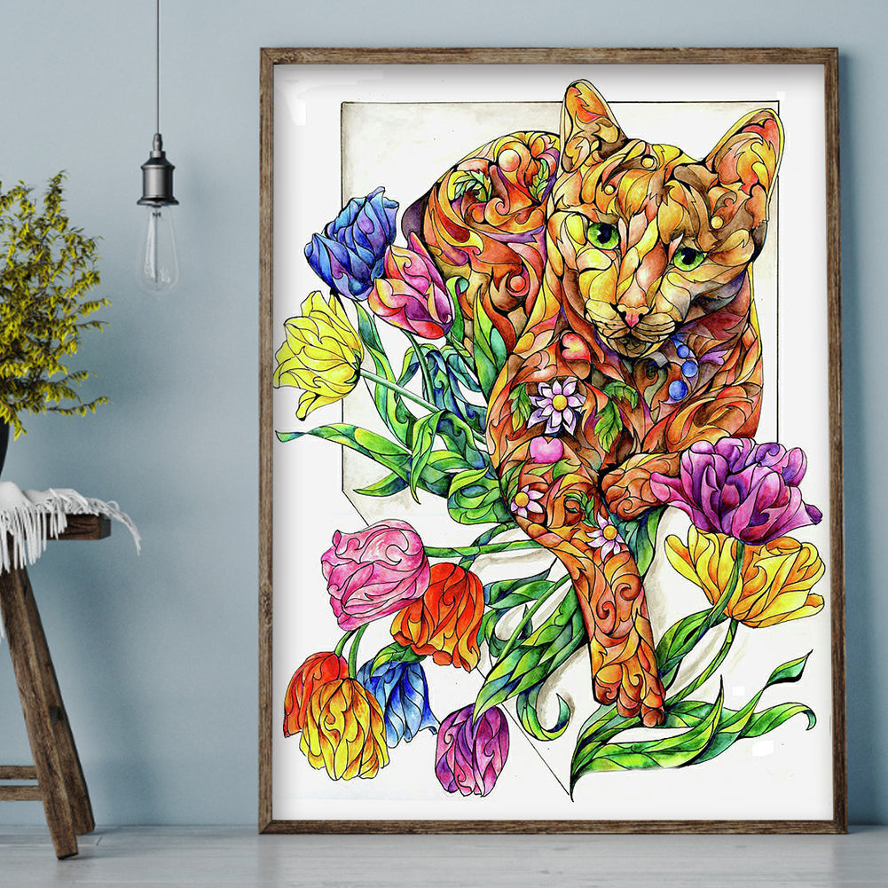 Cat - Full Round Drill Diamond Painting 30*40CM