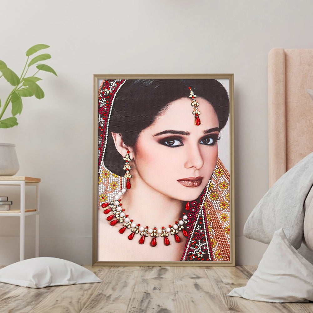 Indian Lady - Special Shaped Drill Diamond Painting 30*40CM