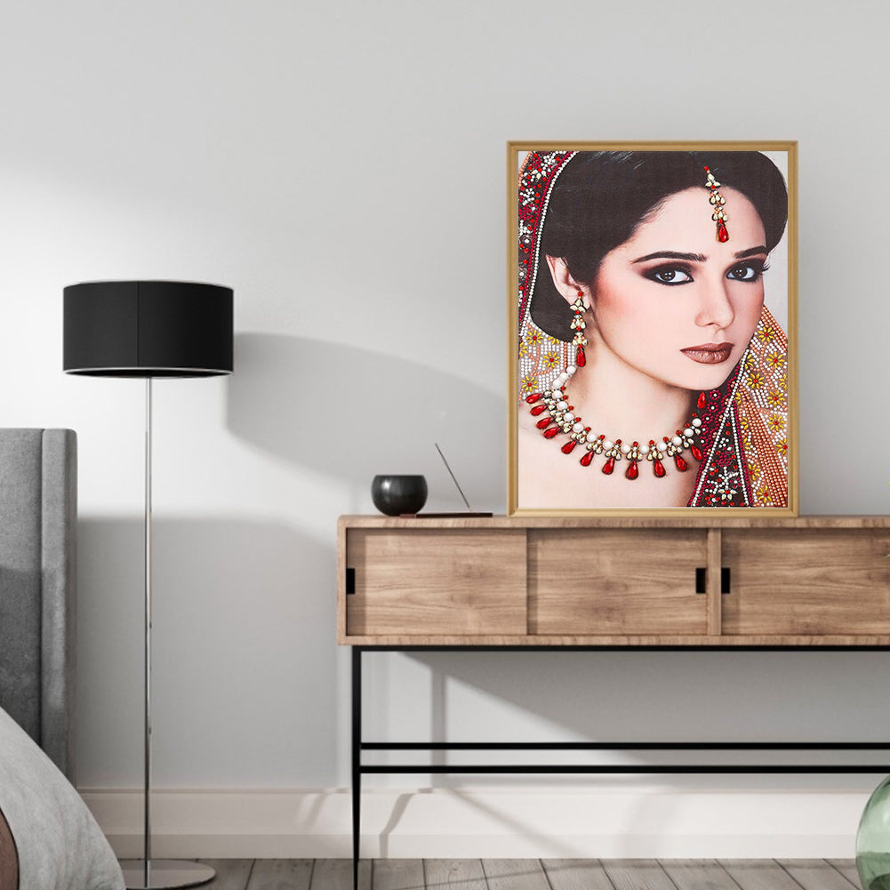 Indian Lady - Special Shaped Drill Diamond Painting 30*40CM