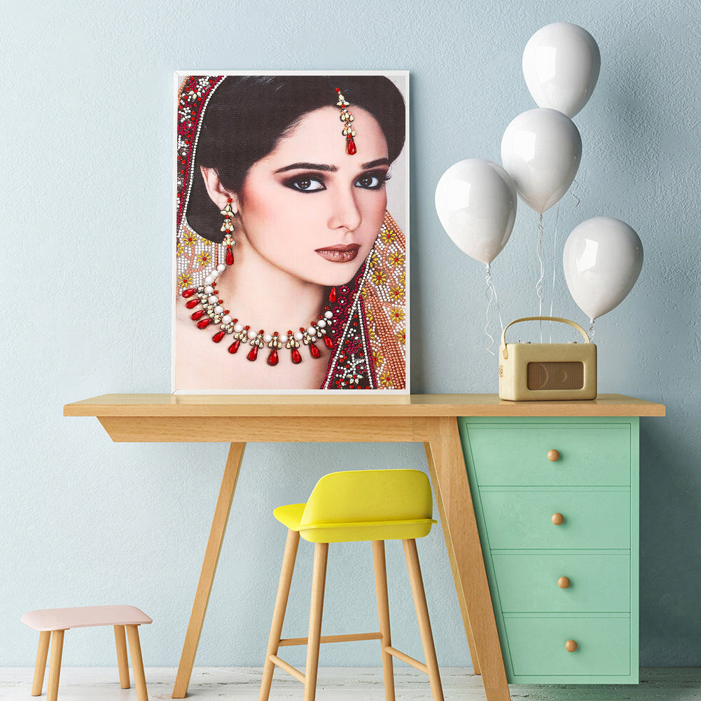 Indian Lady - Special Shaped Drill Diamond Painting 30*40CM