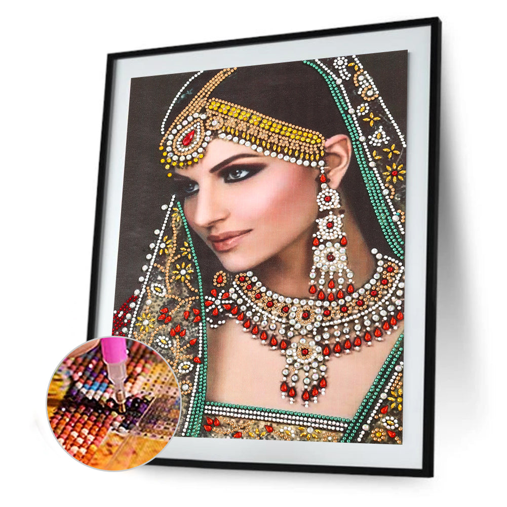 Indian Lady - Special Shaped Drill Diamond Painting 30*40CM