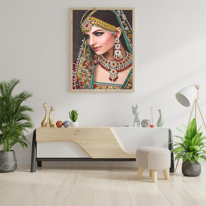 Indian Lady - Special Shaped Drill Diamond Painting 30*40CM