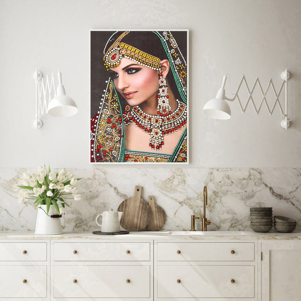 Indian Lady - Special Shaped Drill Diamond Painting 30*40CM