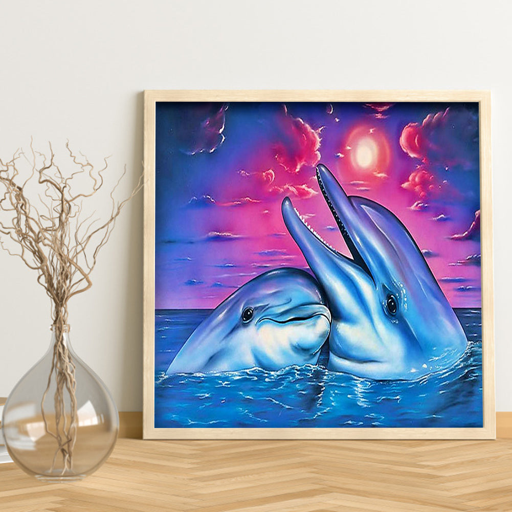 Romantic Dolphin - Full Sqaure Drill Diamond Painting 40*40CM