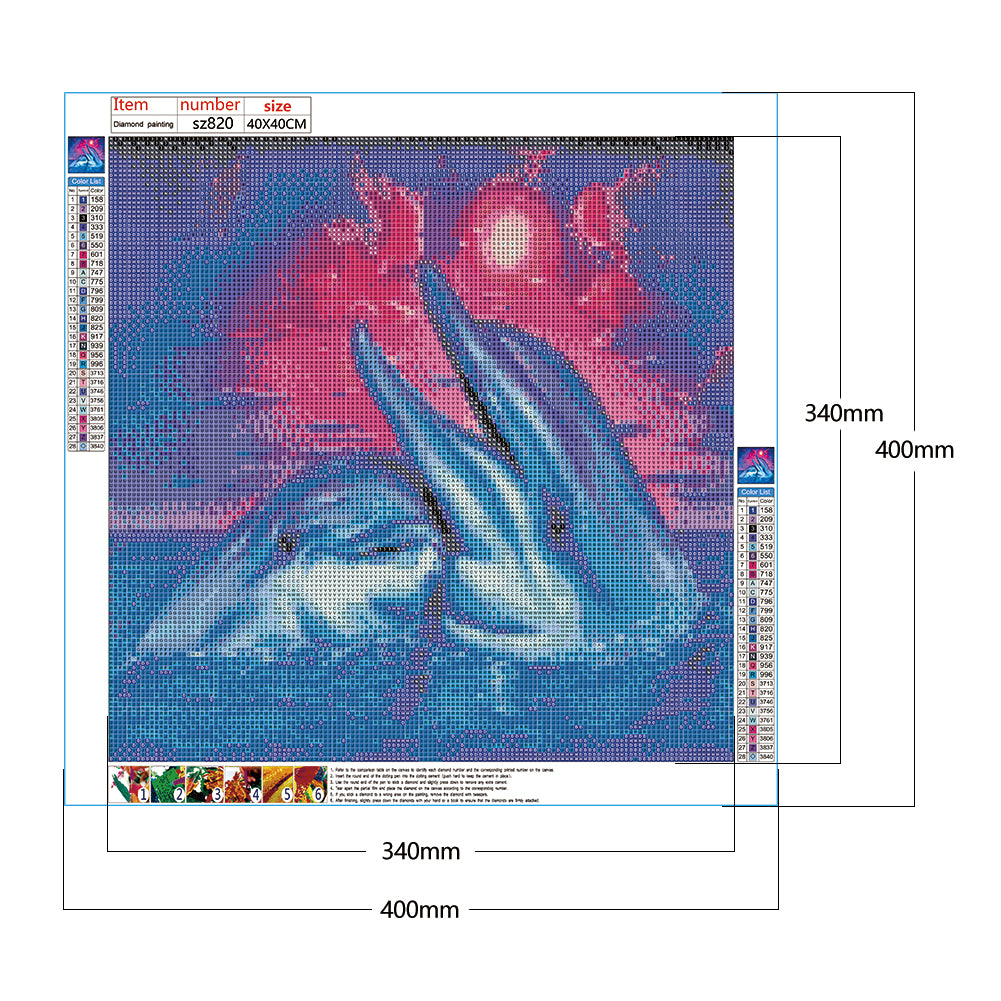 Romantic Dolphin - Full Sqaure Drill Diamond Painting 40*40CM