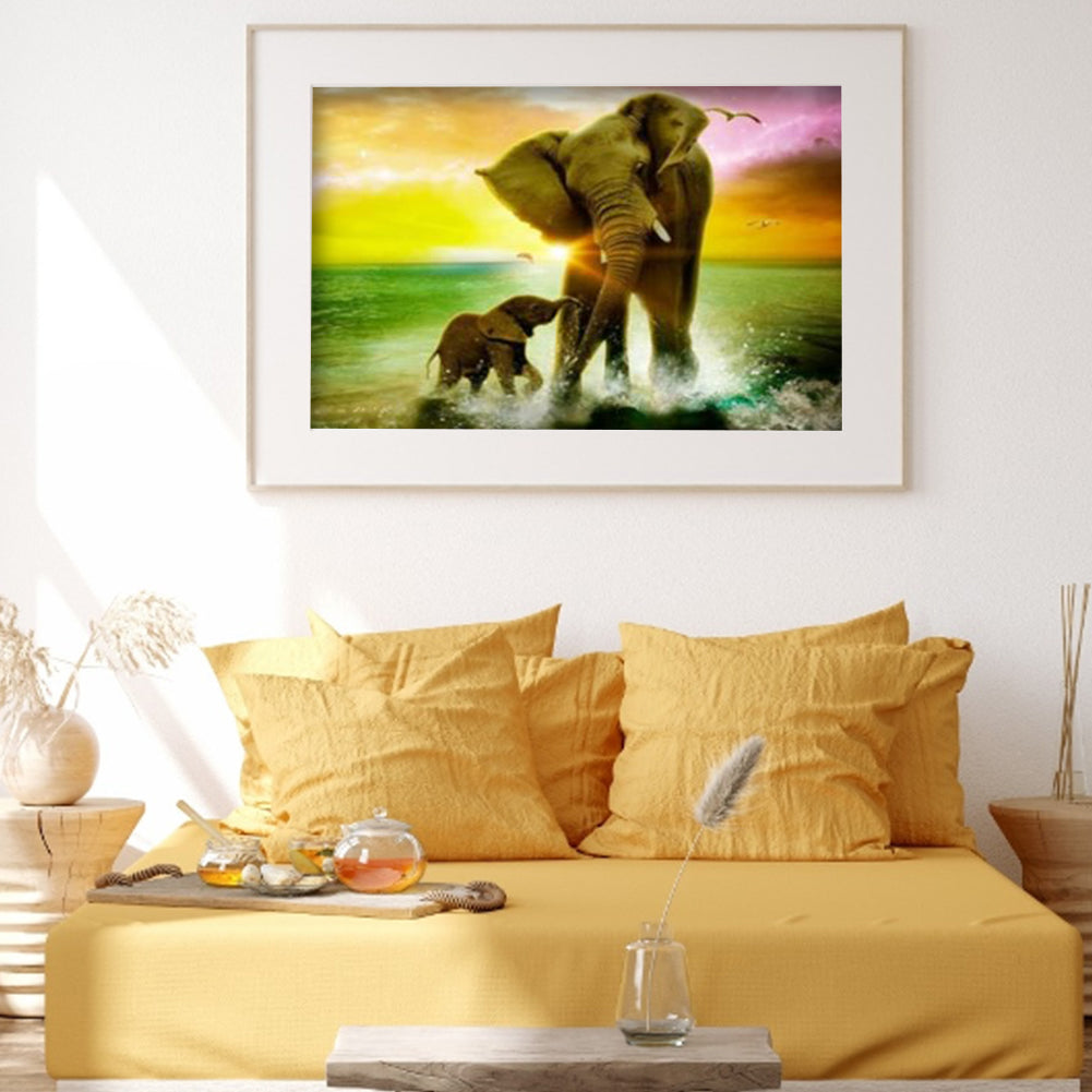 Elephant - Full Round Drill Diamond Painting 40*30CM