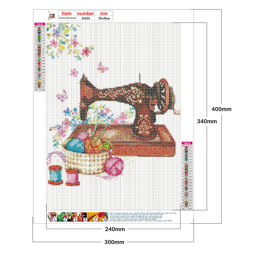 Sewing Machine - Full Round Drill Diamond Painting 30*40CM