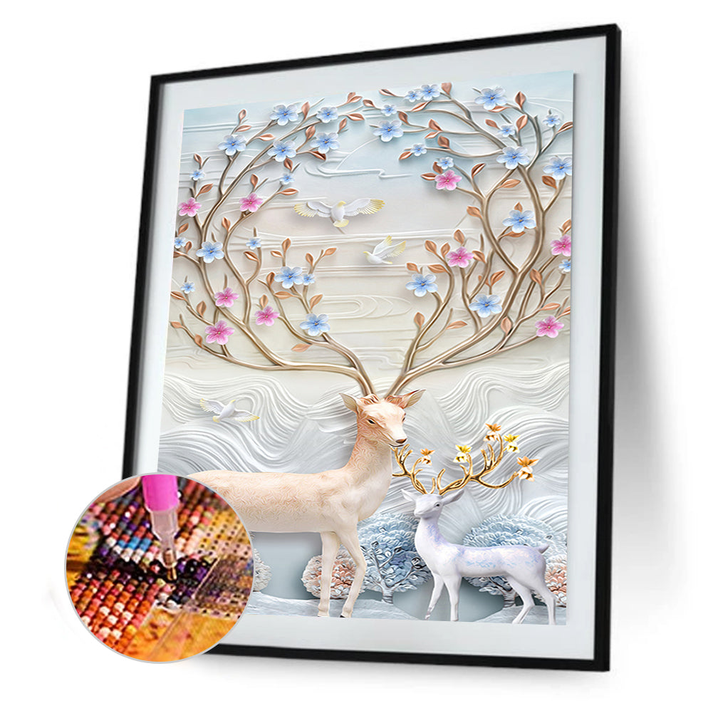 Deer Animal - Full Round Drill Diamond Painting 30*40CM