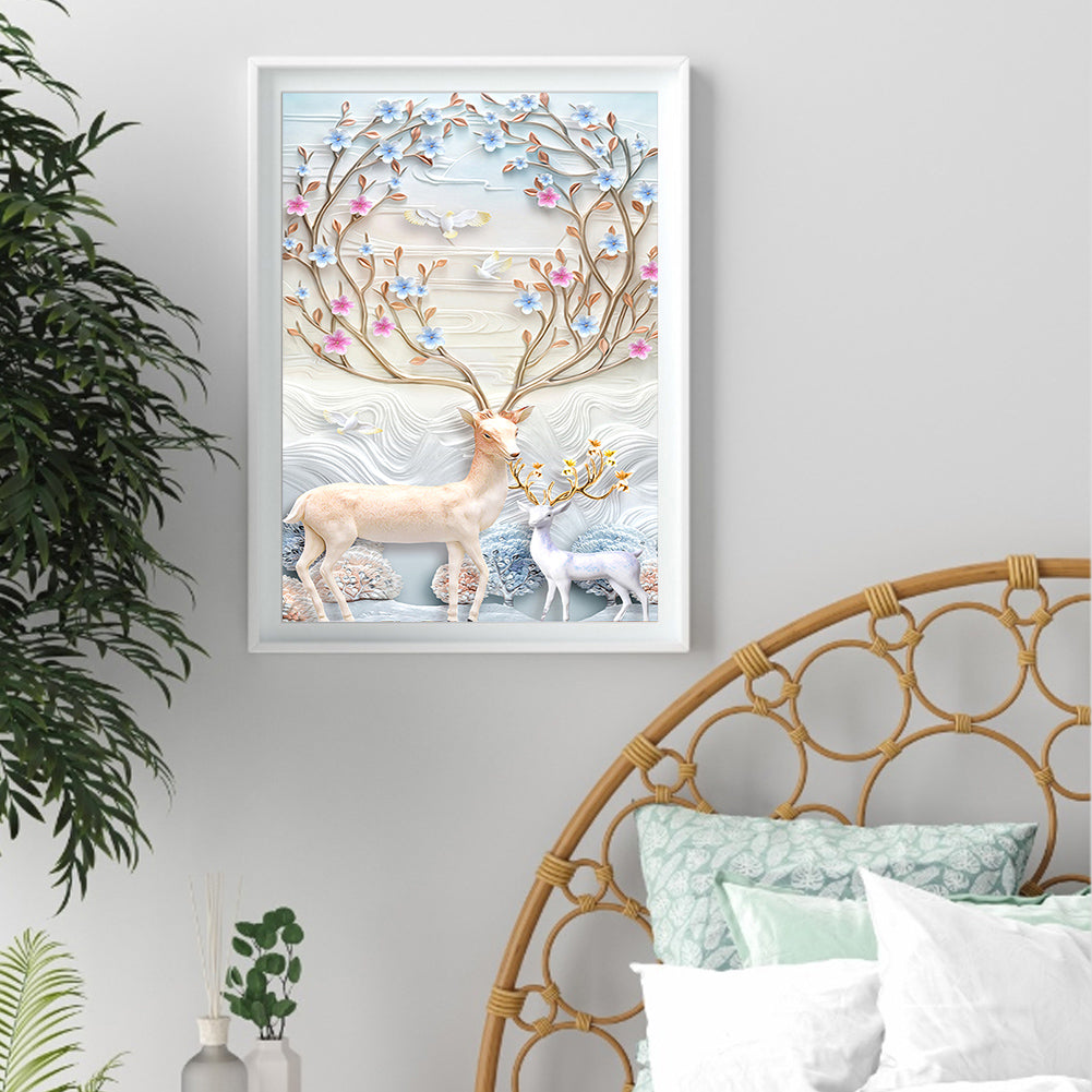 Deer Animal - Full Round Drill Diamond Painting 30*40CM